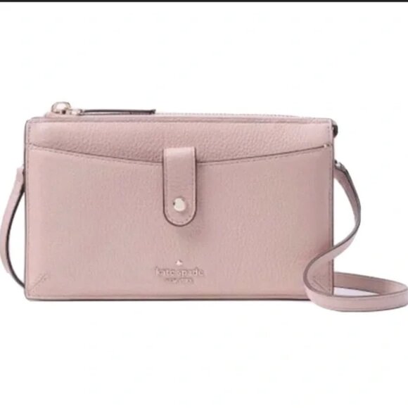 Light Pink Kate Spade leather Jackson small tab crossbody/clutch - Picture 1 of 14